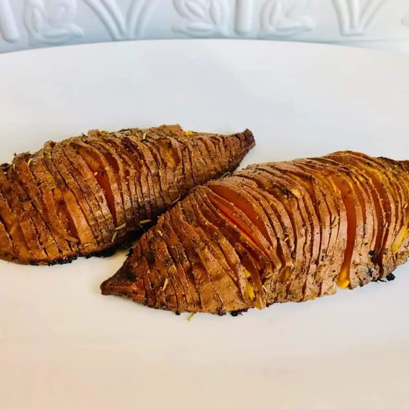 Vegan Hasselback Sweet Potatoes